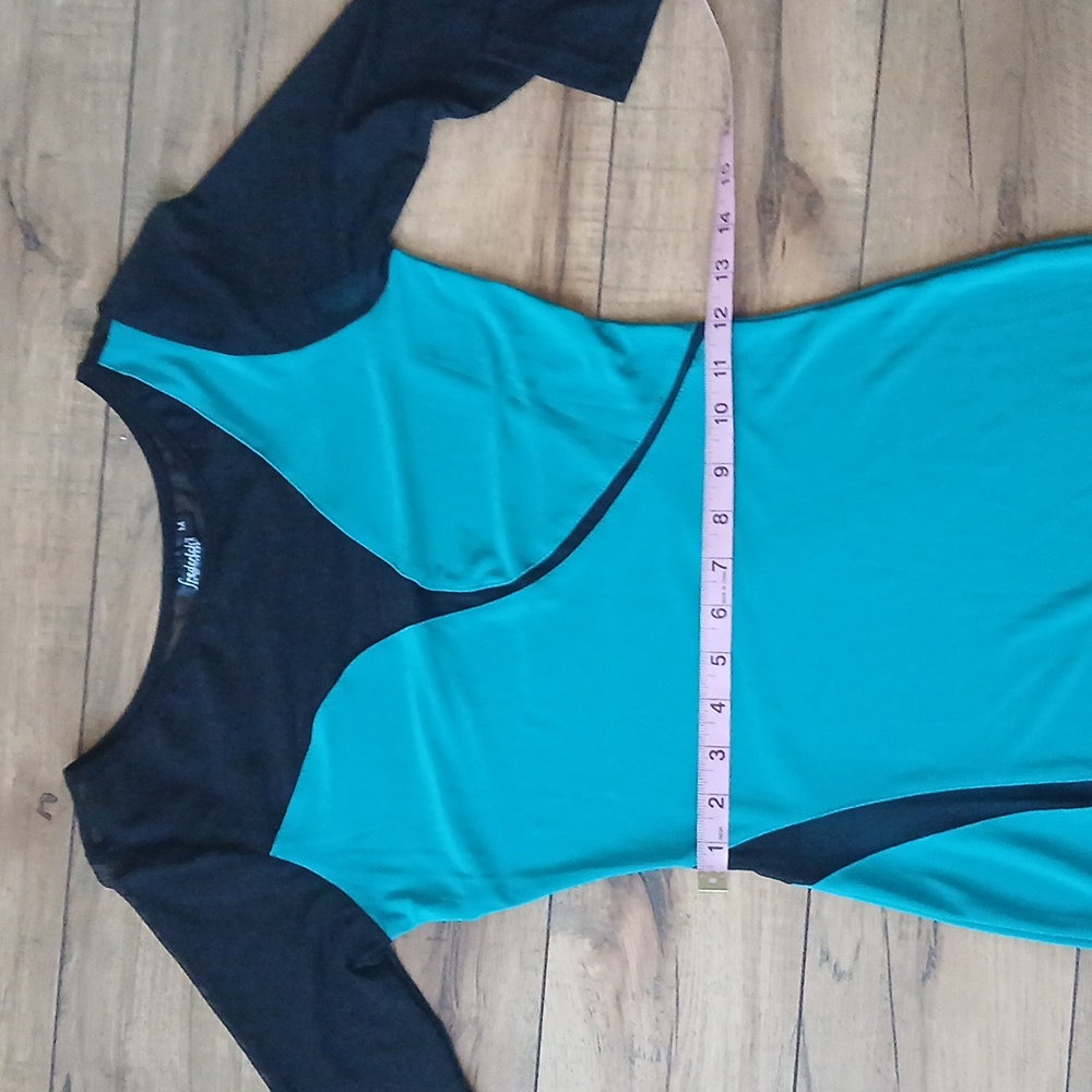 Frederick's of Hollywood Cocktail Teal Sheer Illusions Mini Dress. Size M - Picture 15 of 17